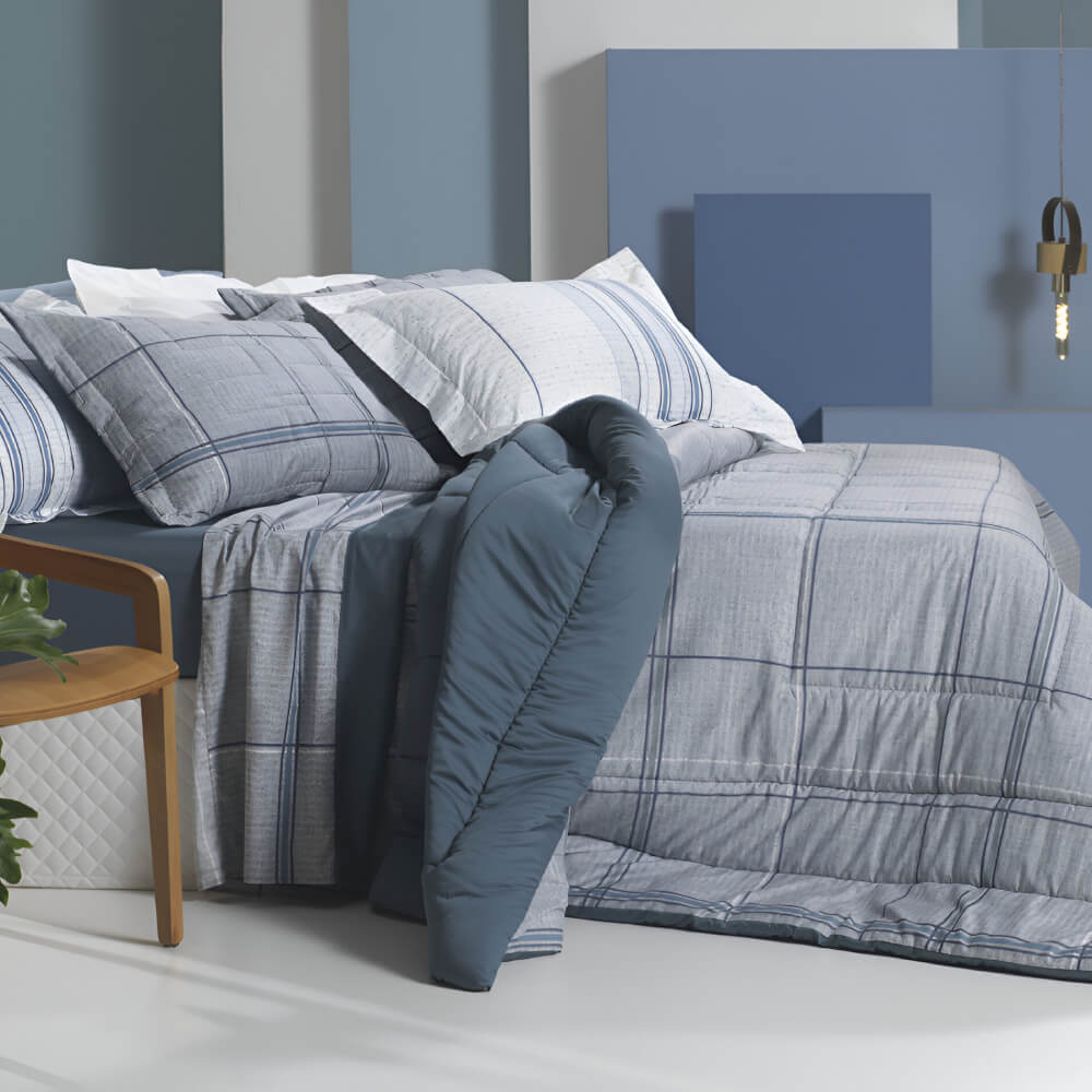 Jogo de Cama Casal 4 peças Essence Blue Liv 4582.0 Altenburg