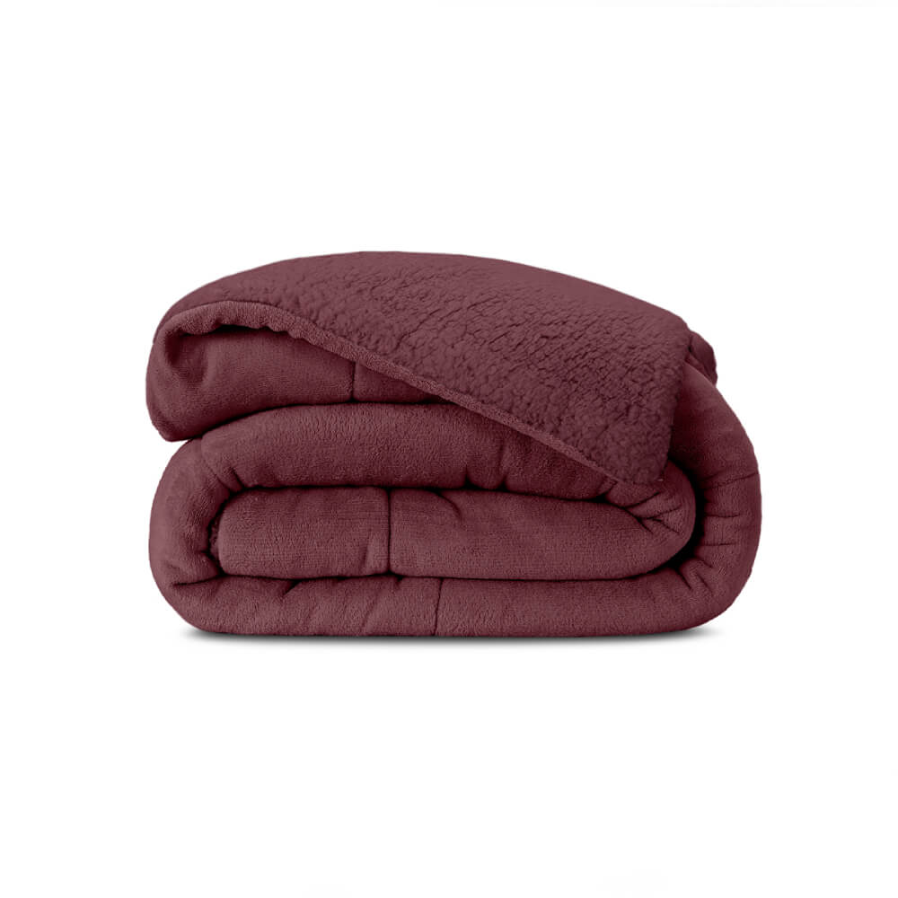 Coberdrom Casal Sherpa Manta Fleece Vinho Lavive