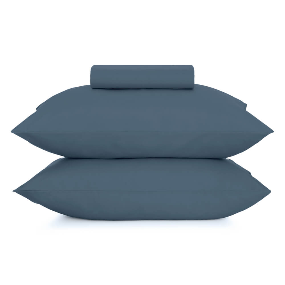 Jogo de Cama Casal 3 peças Toque Acetinado Azul Dimensão 6.1885 Altenburg