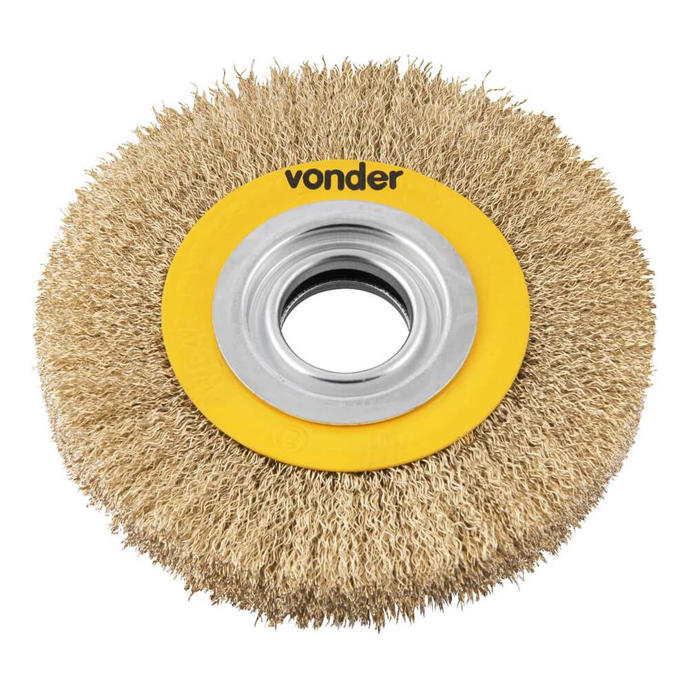 Escova Circular Aço Latonado 6" x 1" com Redutor para Motoesmeril 63.25.006.100 Vonder