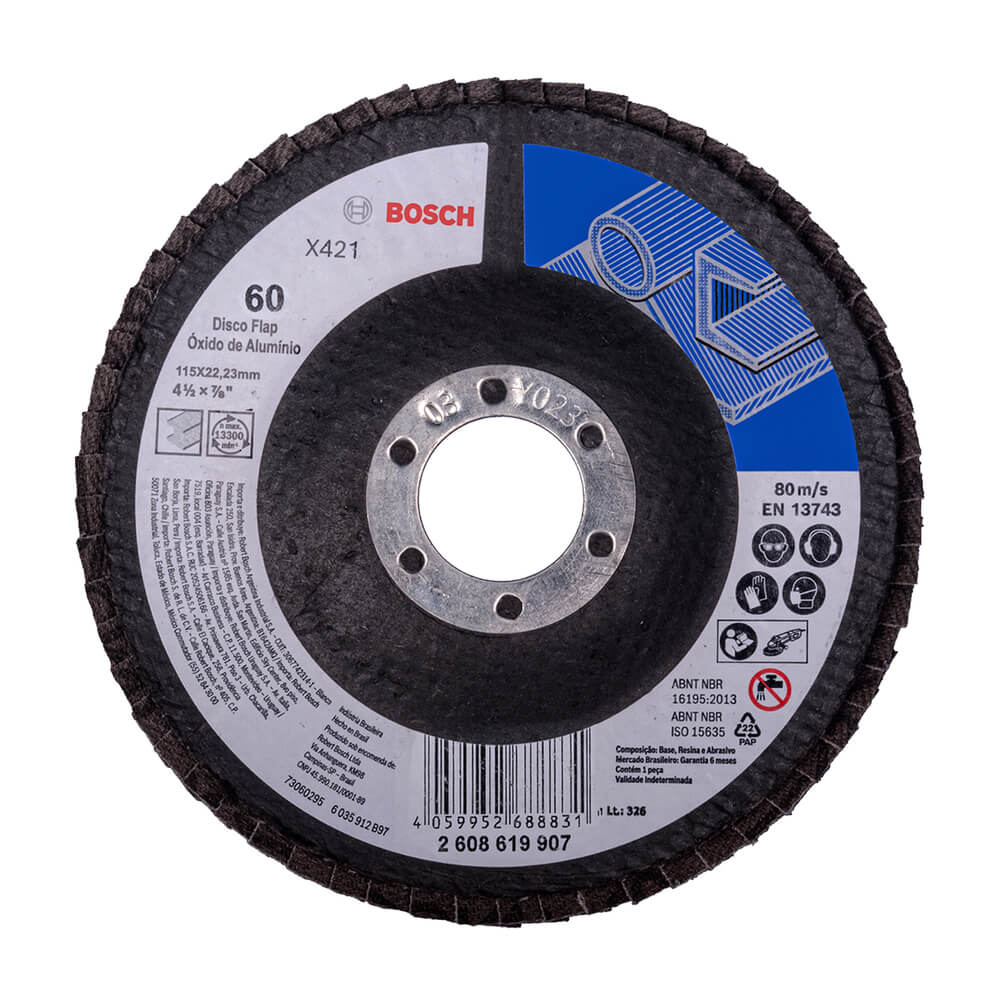 Disco de Lixa Flap X421 Grão 60 115mm 2608619907 Bosch