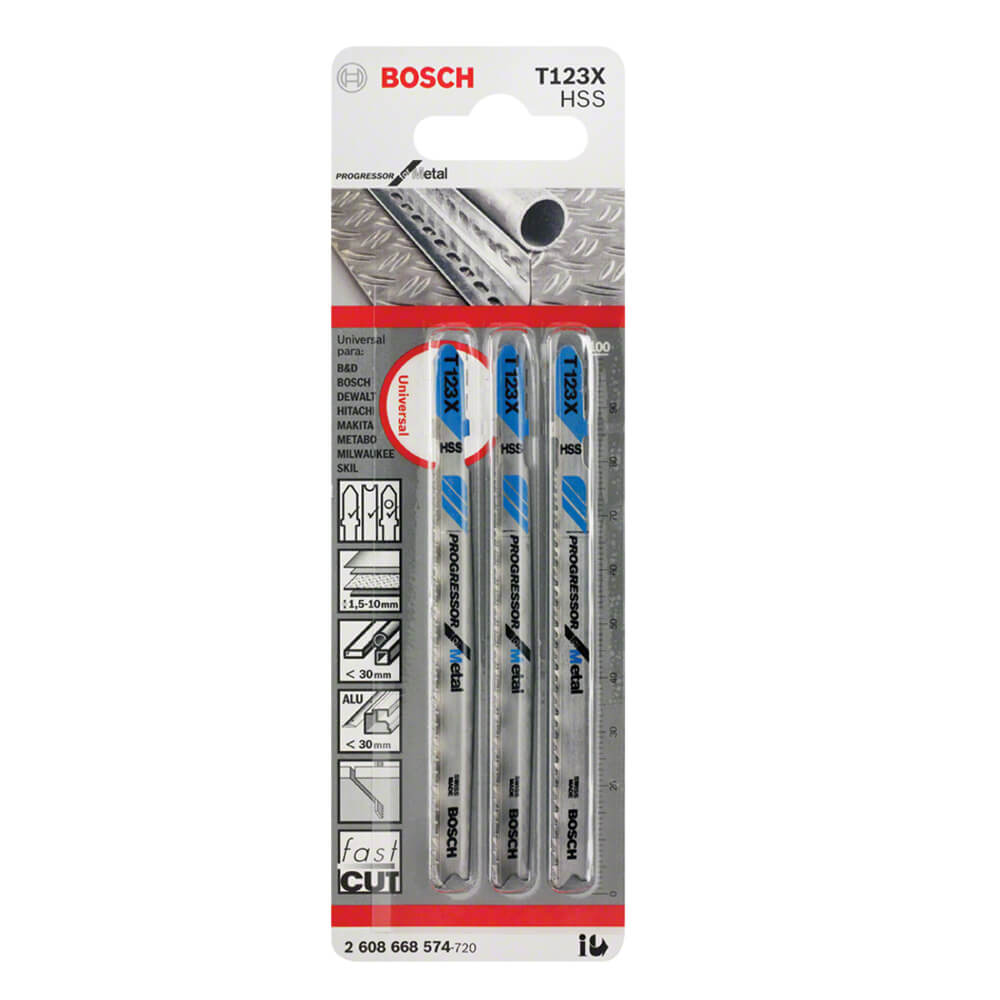 Lâmina de Serra Tico-Tico para Metal T123X 3 peças 2608638472 Bosch