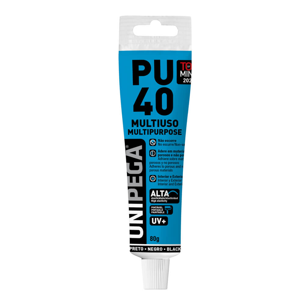 Selante Adesivo PU40 Bisnaga 50ml/80g Preto Unipega