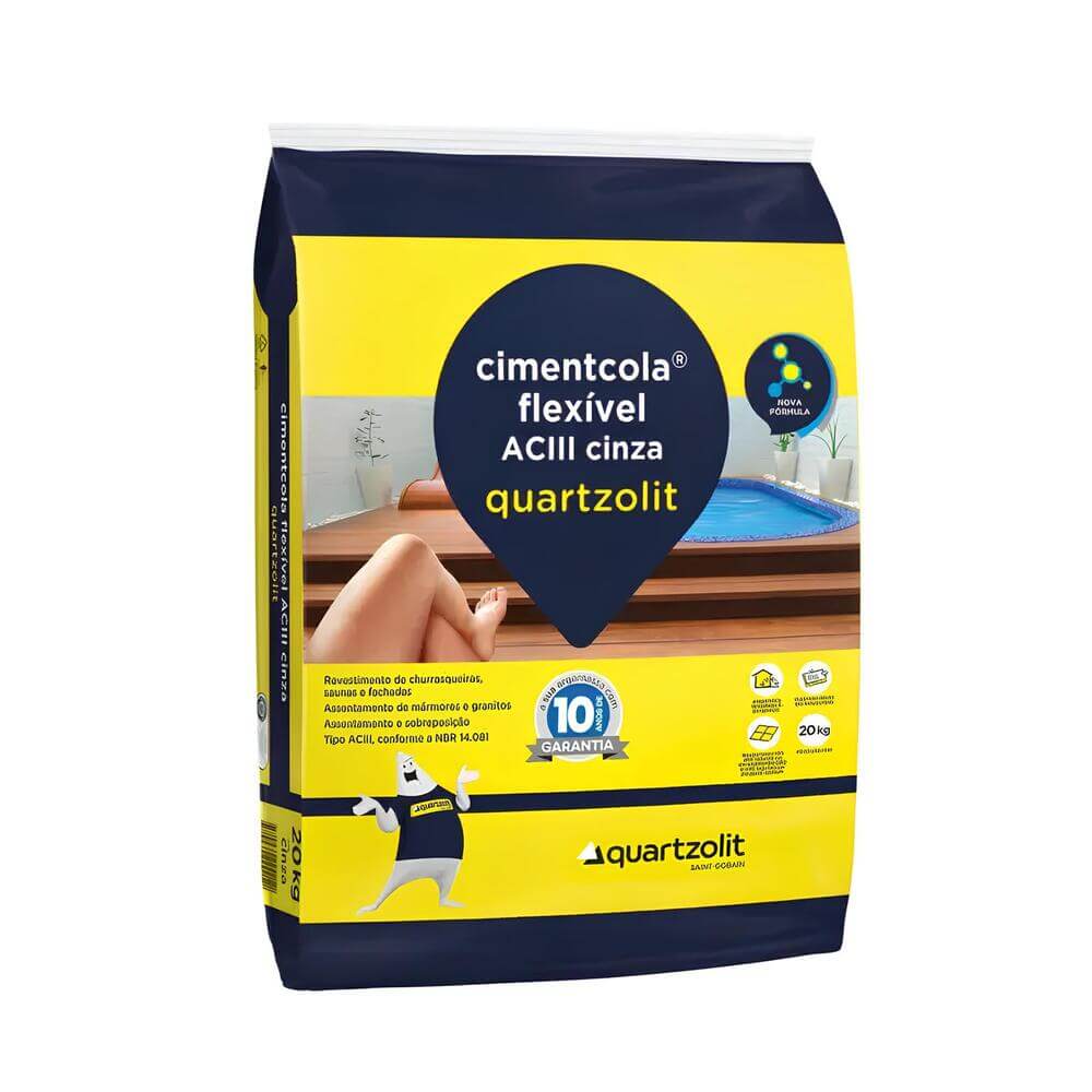 Argamassa Cimentcola Flexível AC3 20kg Cinza Quartzolit