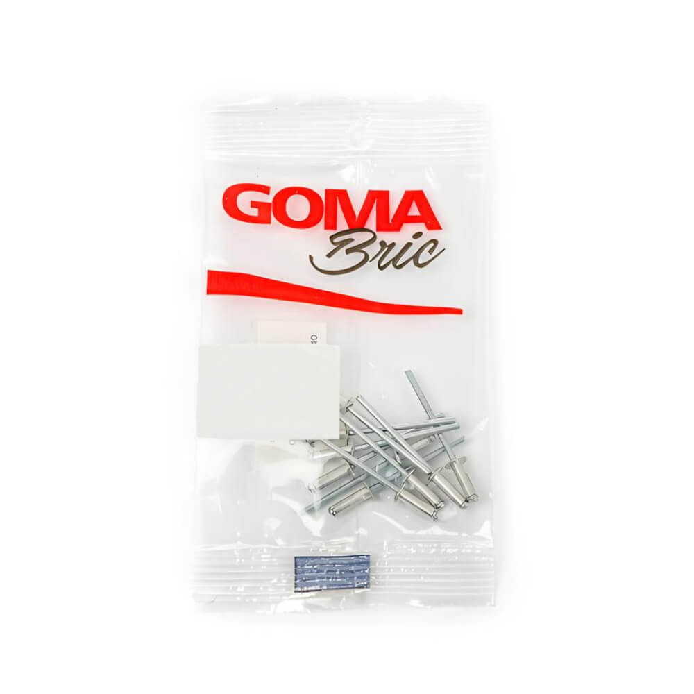 Jogo de Rebites de Repuxo 3,2 x 6mm 10 peças Alumínio Goma