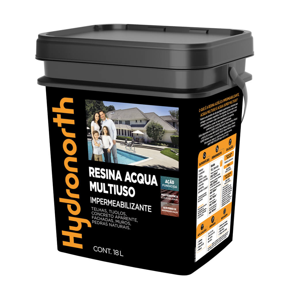 Resina Acqua Multiuso Balde 18L Grafite Universal Hydronorth