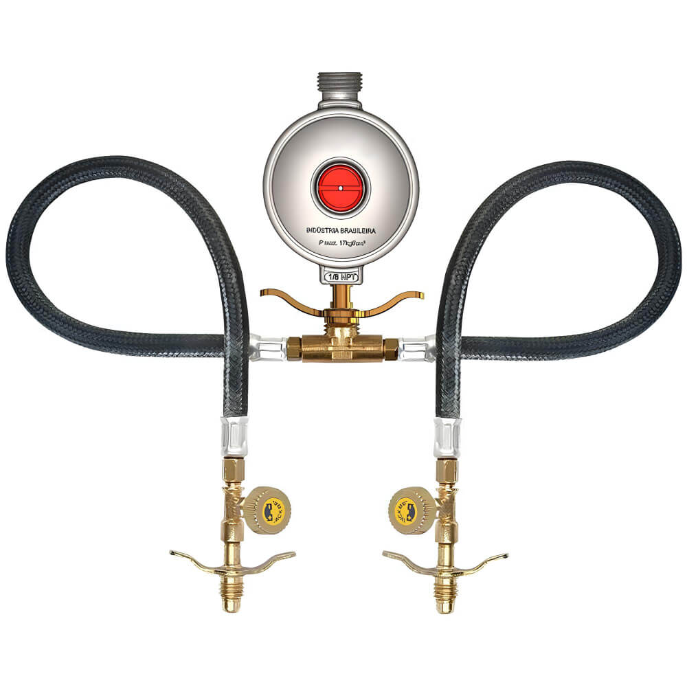 Kit Ligação de Gás para 2 Botijões com Regulador 5kg/h 2382 Jackwal
