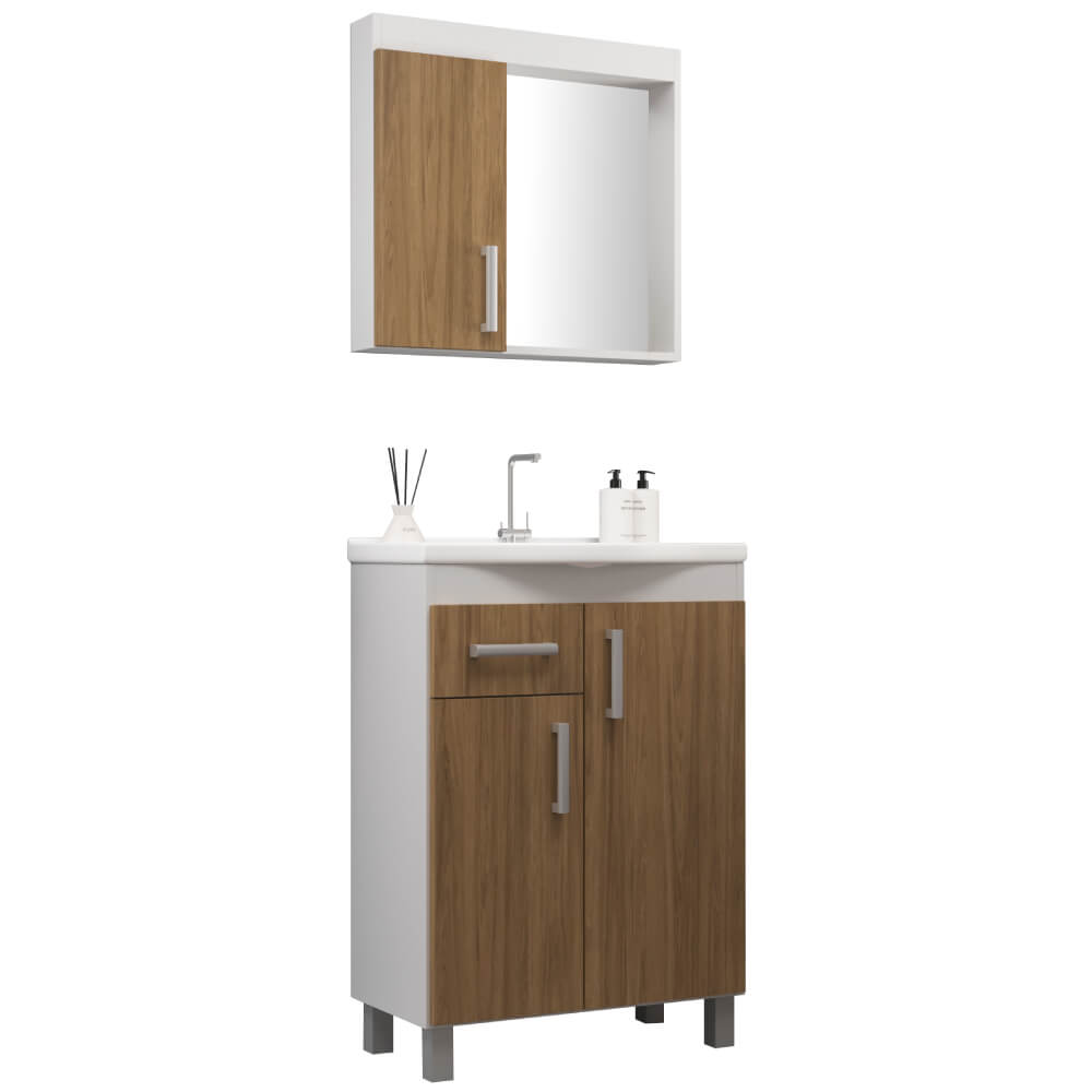 Balcão com Armário Cuba 60 cm Branco/Itapuã 561 Cewal Móveis