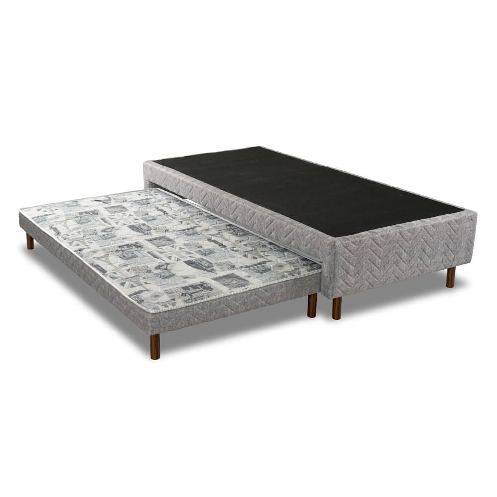 Box Solteiro com Cama Auxiliar 88 x 188 x 39,5 cm Linho Cinza Kappesberg