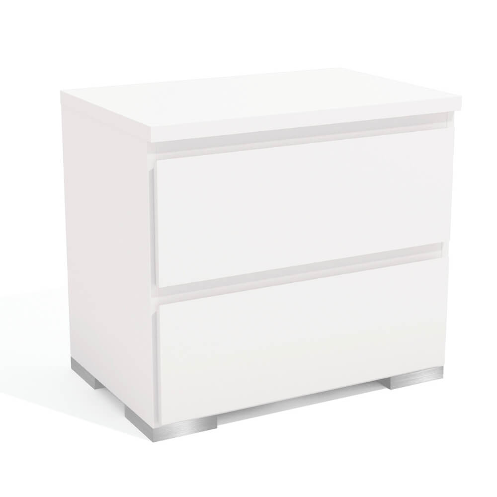 Mesa de Cabeceira 2 Gavetas Montada Branco EX012 Kappesberg