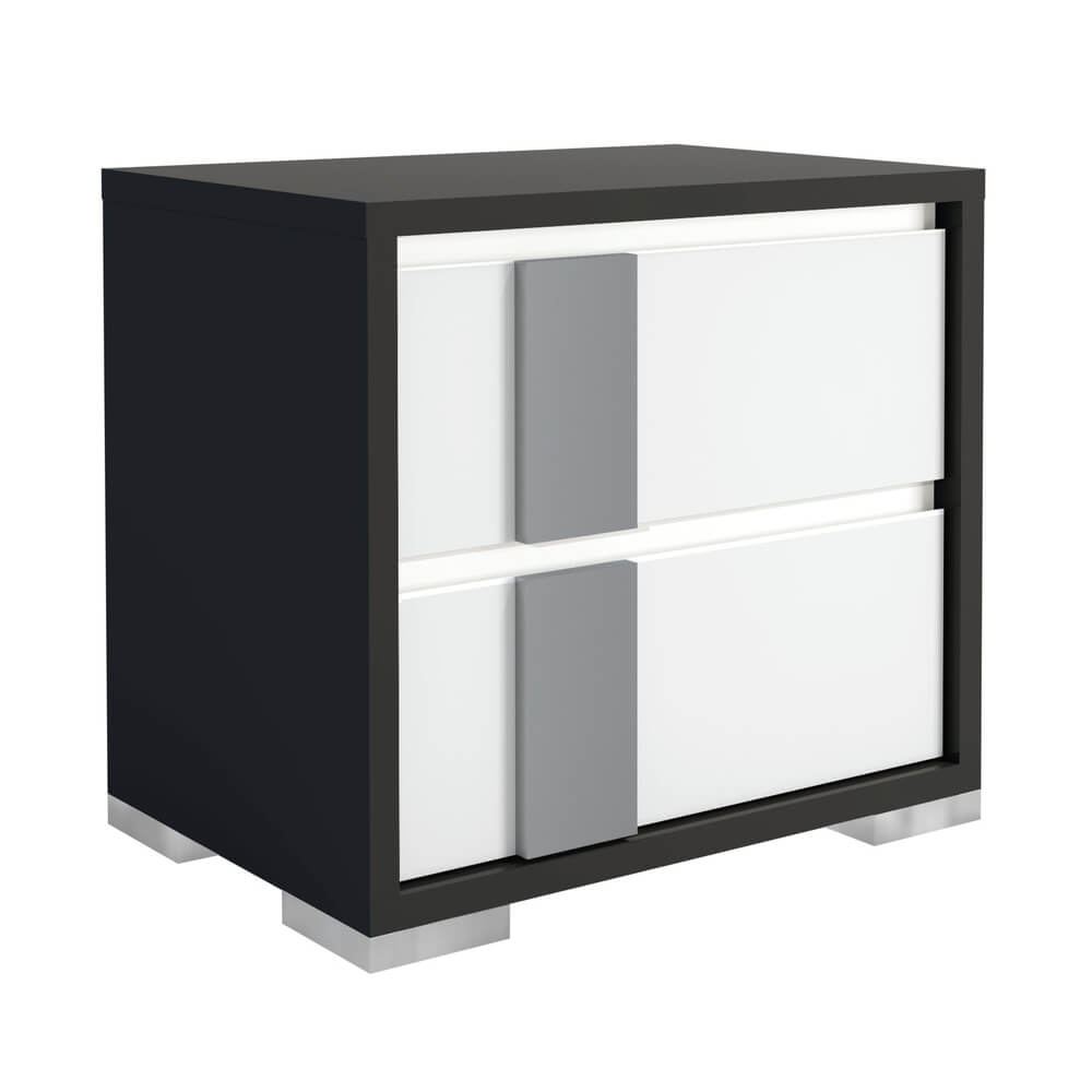 Mesa de Cabeceira 2 Gavetas Montada Preto/Branco EX245 Kappesberg