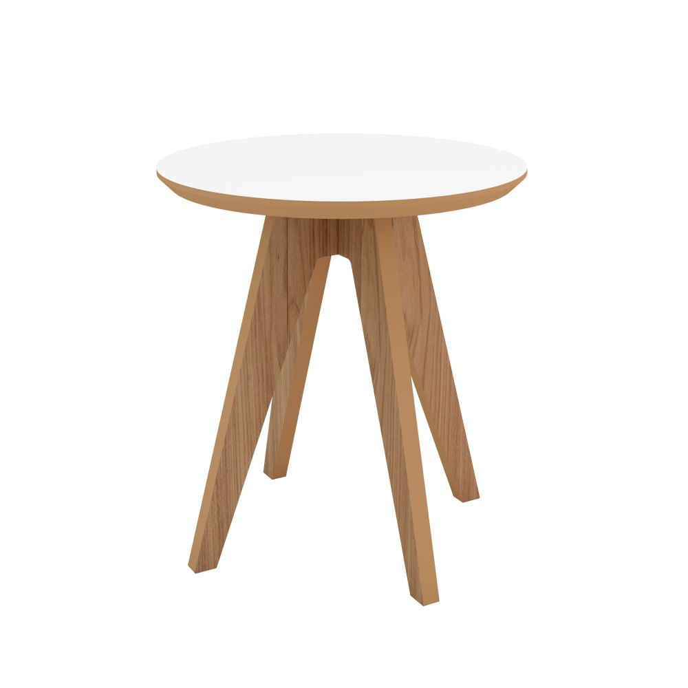 Mesa de Canto Redonda 50cm Freijó/Off White TB37 Dalla Costa