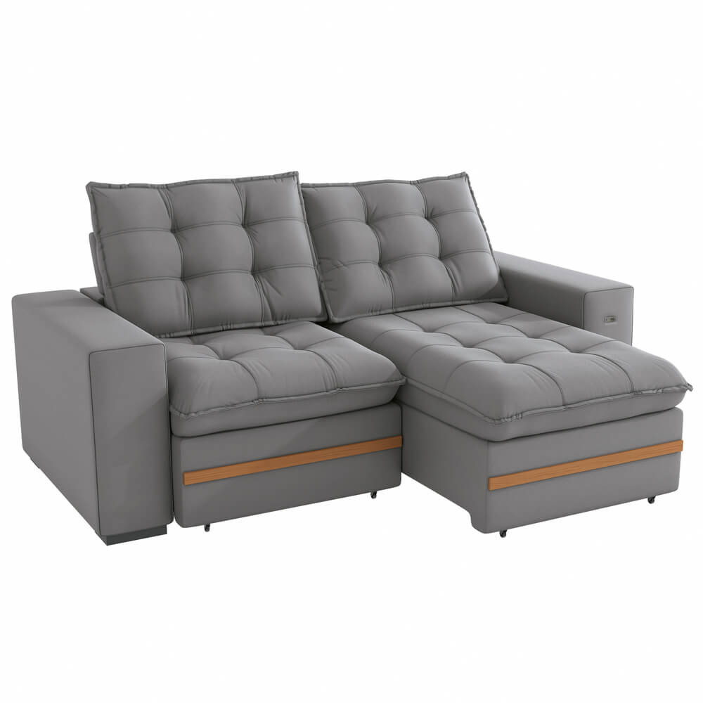 Estofado Vitto 3 Lugares Suede Cinza Titânio Kappesberg