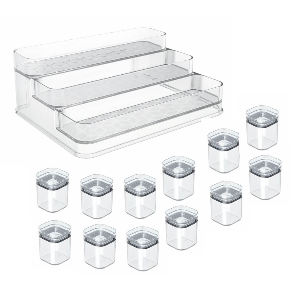 Kit Porta Temperos 13 peças Transparente UZ1945 UZ Utilidades