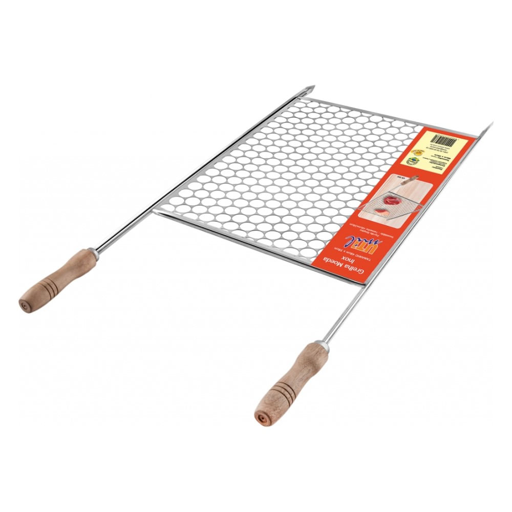 Grelha tipo Moeda 48 x 36 cm Inox CR566 Utimil
