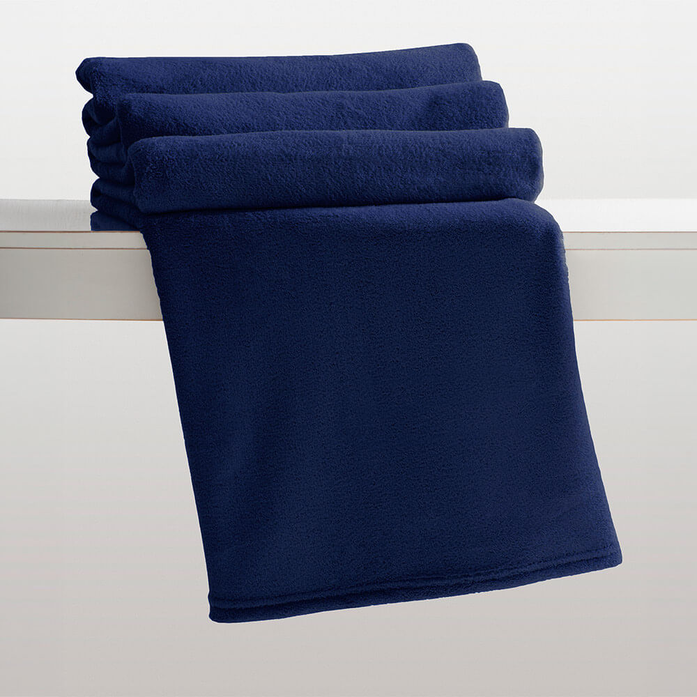 Manta Casal Celta Lisa Azul Marinho Corttex