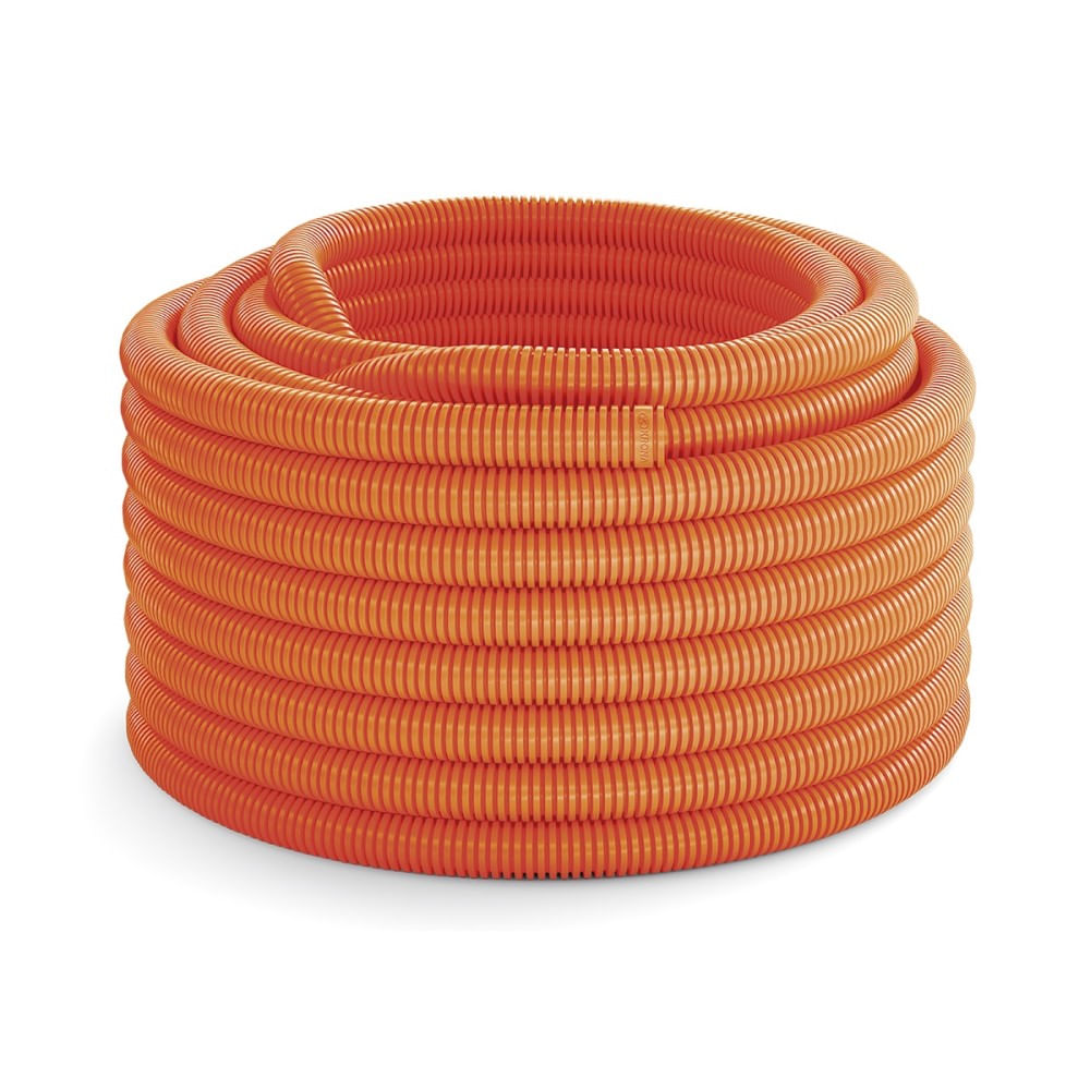 Eletroduto PVC Corrugado Flexível Reforçado 25mm Rolo 50m Laranja 57505/052 Tramontina