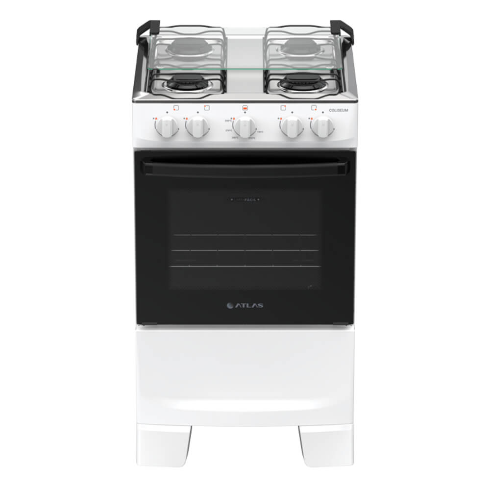Fogão 4 bocas com Mesa Inox Coliseum Plus Branco 300002027 Atlas