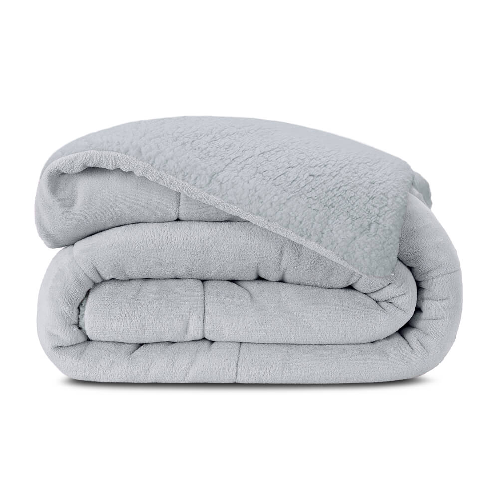 Coberdrom Casal Manta Flannel com Sherpa Colorida Cinza 02302-0638 Lavive