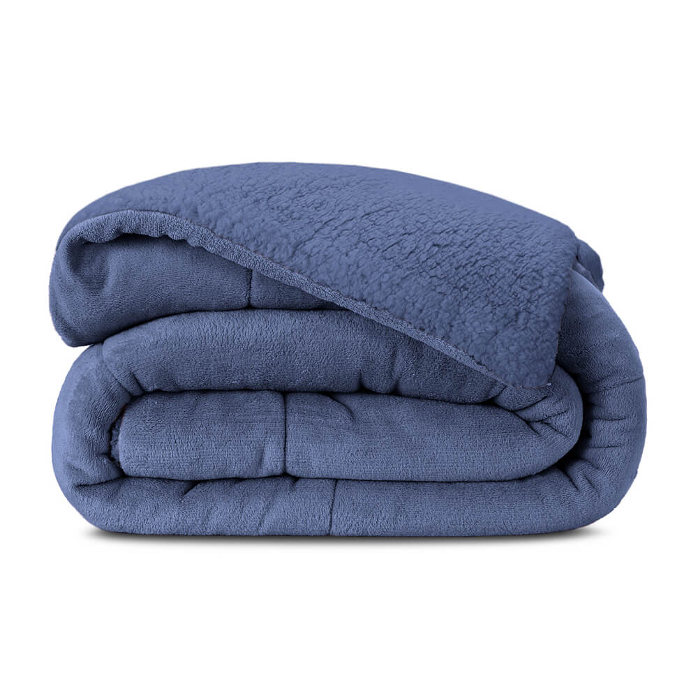 Coberdrom Casal Manta Flannel com Sherpa Colorida Azul 02302-0003 Lavive