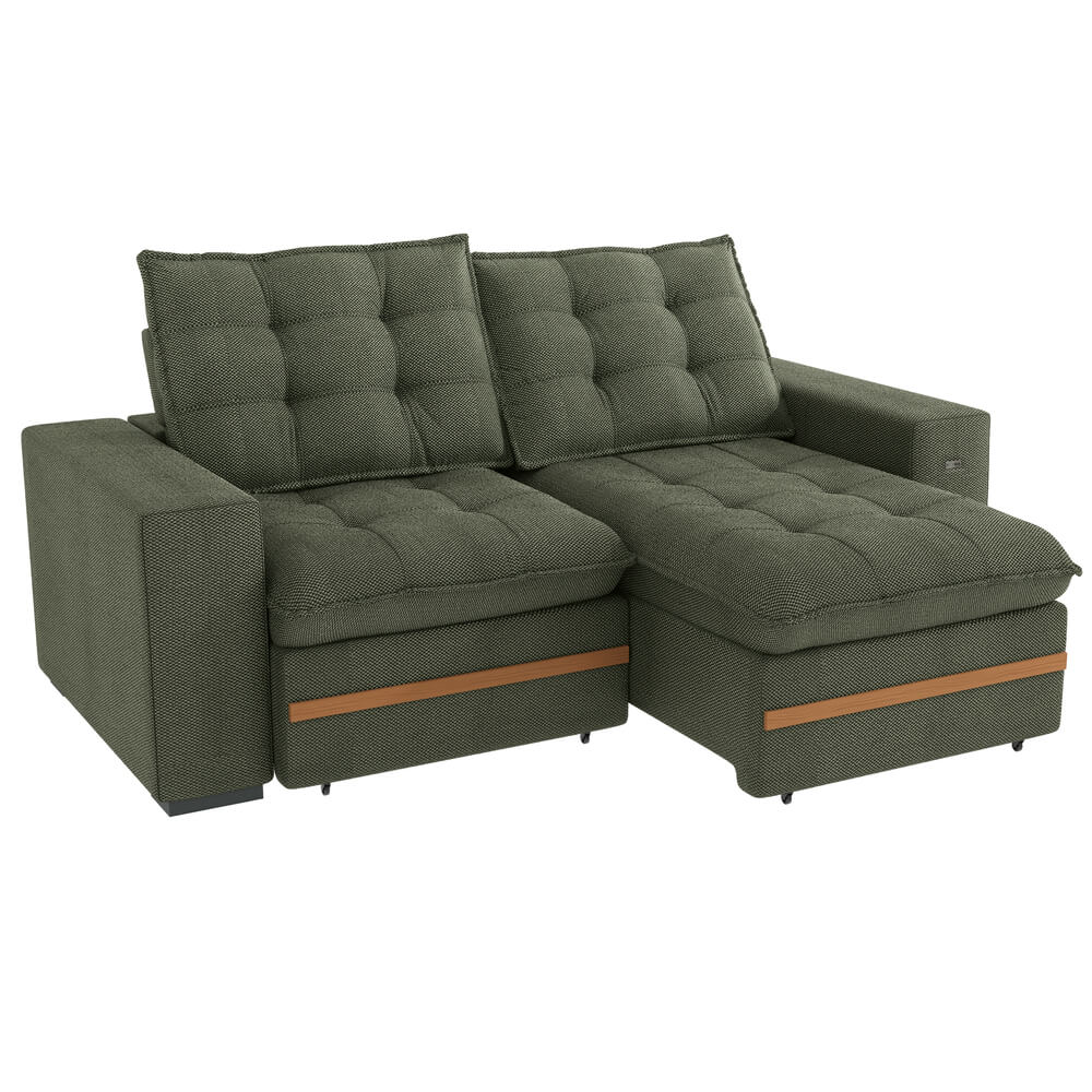 Estofado Vitto 3 Lugares Suede Mescla Verde Kappesberg